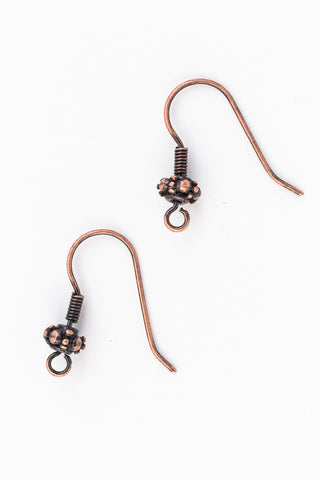 25mm Antique Copper Ear Wire with Textured Ball #EFD103-General Bead