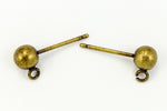 5mm Antique Brass Ball Ear Post with Loop #EFE100-General Bead