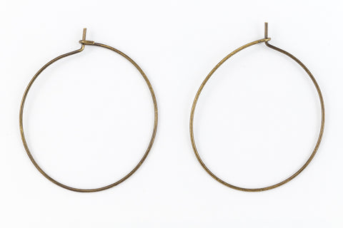 30mm Antique Brass Round 20 Gauge Ear Hoop #EFE113-General Bead