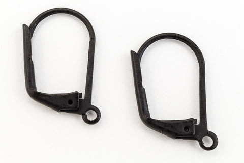 9mm x 17.5mm Matte Black Leverback Earrings #EFF099-General Bead