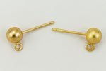5mm Matte Gold Ball Ear Post with Loop #EFF100-General Bead