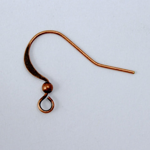Antique Copper Flat French Ear Wire with Ball #EFG032
