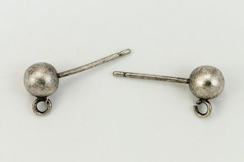 5mm Antique Silver Ball Ear Post with Loop #EFG100-General Bead