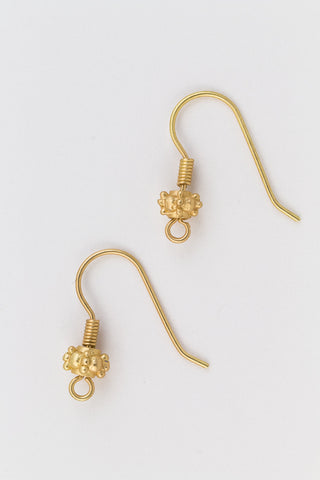 25mm Matte Gold Ear Wire with Textured Ball #EFG103-General Bead