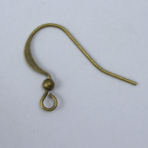 Antique Brass Flat French Ear Wire with Ball #EFH032