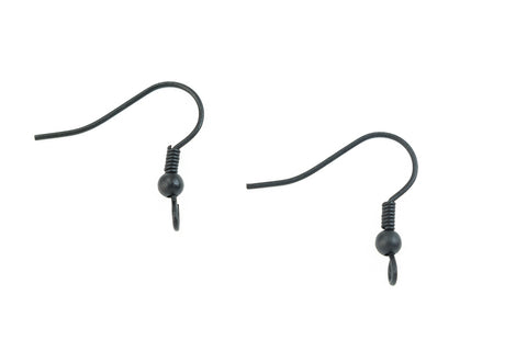 Matte Black Fish Hook Ear Wire #EFI006-General Bead