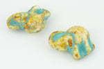 20mm x 23mm Opaque Ivory/Turquoise Elephant Beads (1 or 6 Pcs) #ELE001-General Bead