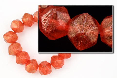 10mm Bittersweet Red/Gold Luster English Cut Bead-General Bead
