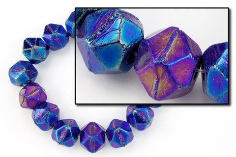 10mm Metallic Blue Iris English Cut Bead-General Bead