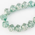 10mm Mercury Washed Green Aqua English Cut Bead (15 Pcs) #ENG009-General Bead