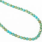 4mm Gold Washed Turquoise English Cut Bead (50 Pcs) #ENG202-General Bead