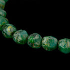 4mm Transparent/Opaque Turquoise Picasso English Cut Bead (50 Pcs) #ENG207-General Bead