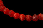 4mm Red Orange Picasso English Cut Bead (50 Pcs) #ENG208-General Bead