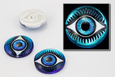 18mm Bermuda Blue Flat Eye Cabochon-General Bead