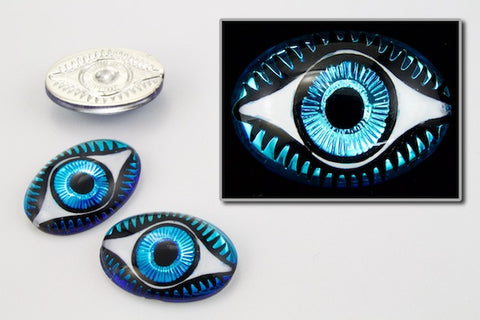 13mm x 18mm Bermuda Blue Oval Eye Cabochon-General Bead