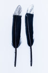 6" Black Duck/Goose Feather with Silver Tip (2 Pcs) #FEA014-General Bead