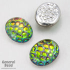 8mm x 10mm Helio Red Snakeskin Oval Cabochon-General Bead