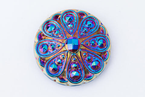 23mm Sphinx Green Carnival Glass Cabochon #FGB087-General Bead