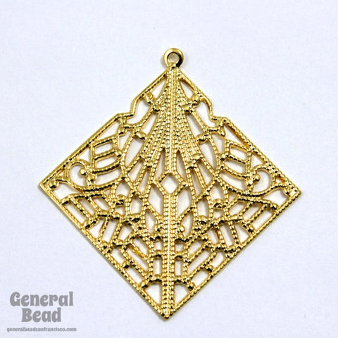 25mm Gold Lacy Square Filigree-General Bead