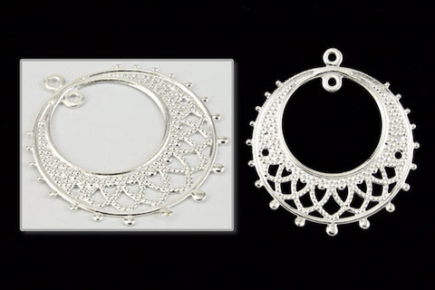 25mm x 28mm Bright Silver 2 Loop Chandelier Hoop #FIB095-General Bead