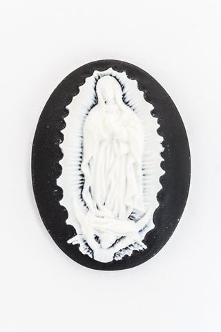 30mm x 40mm White and Black Our Lady of Guadalupe Cameo #FPA016-General Bead