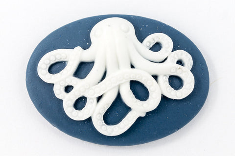 18mm x 25mm Blue and White Octopus Cameo #FPA100-General Bead