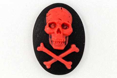 18mm x 25mm Red and Black Jolly Roger Cameo #FPA103-General Bead
