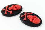 18mm x 25mm Red and Black Jolly Roger Cameo #FPA103-General Bead