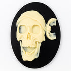 30mm x 40mm Ivory and Black Pirate Skull Cameo #FPA104-General Bead