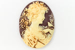 30mm x 40mm Ivory and Mauve Lady's Profile Cameo #FPA107-General Bead