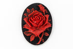 18mm x 25mm Red and Black Rose Cameo #FPA110-General Bead