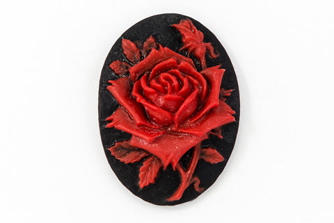 18mm x 25mm Red and Black Rose Cameo #FPA110-General Bead