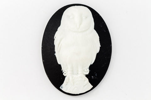 30mm x 40mm White and Black Owl Cameo #FPA113-General Bead