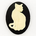 30mm x 40mm Ivory and Black Cat Cameo #FPA115-General Bead