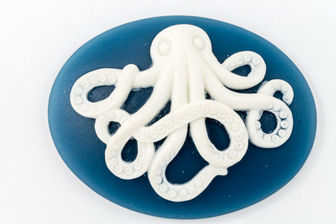 30mm x 40mm Blue and White Octopus Cameo #FPB100-General Bead