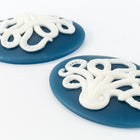 30mm x 40mm Blue and White Octopus Cameo #FPB100-General Bead