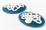 30mm x 40mm Blue and White Octopus Cameo #FPB100-General Bead