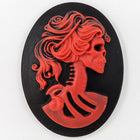 30mm x 40mm Red and Black Skeleton Cameo #FPB102-General Bead