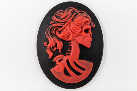 30mm x 40mm Red and Black Skeleton Cameo #FPB102-General Bead