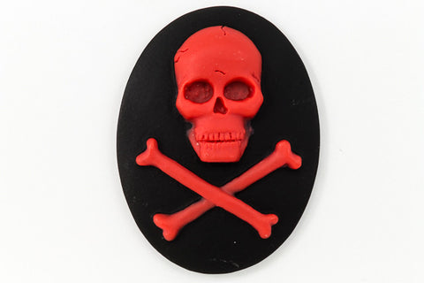 30mm x 40mm Red and Black Jolly Roger Cameo #FPB103-General Bead
