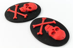 30mm x 40mm Red and Black Jolly Roger Cameo #FPB103-General Bead