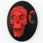 30mm x 40mm Red and Black Pirate Skull Cameo #FPB104-General Bead