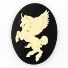 30mm x 40mm Ivory and Black Winged Unicorn Cameo #FPB113-General Bead