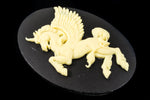 30mm x 40mm Ivory and Black Winged Unicorn Cameo #FPB113-General Bead