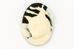 18mm x 25mm Ivory and Black Cat Cameo #FPB114-General Bead