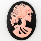 30mm x 40mm Pink and Black Skeleton Cameo #FPC102-General Bead