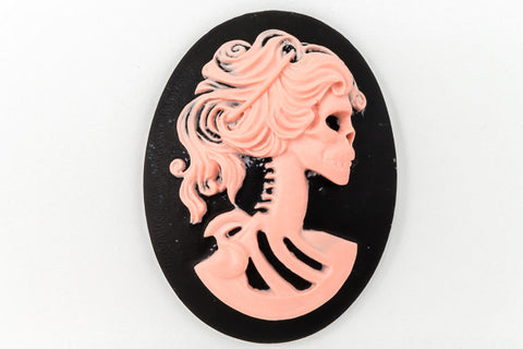 30mm x 40mm Pink and Black Skeleton Cameo #FPC102-General Bead