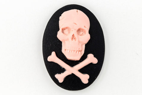 18mm x 25mm Pink and Black Jolly Roger Cameo #FPC103-General Bead
