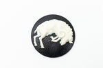45mm Black and White Leo Lucite Cabochon #FPG116-General Bead