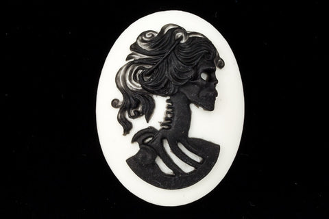 30mm x 40mm Black and White Skeleton Cameo #FPD102-General Bead
